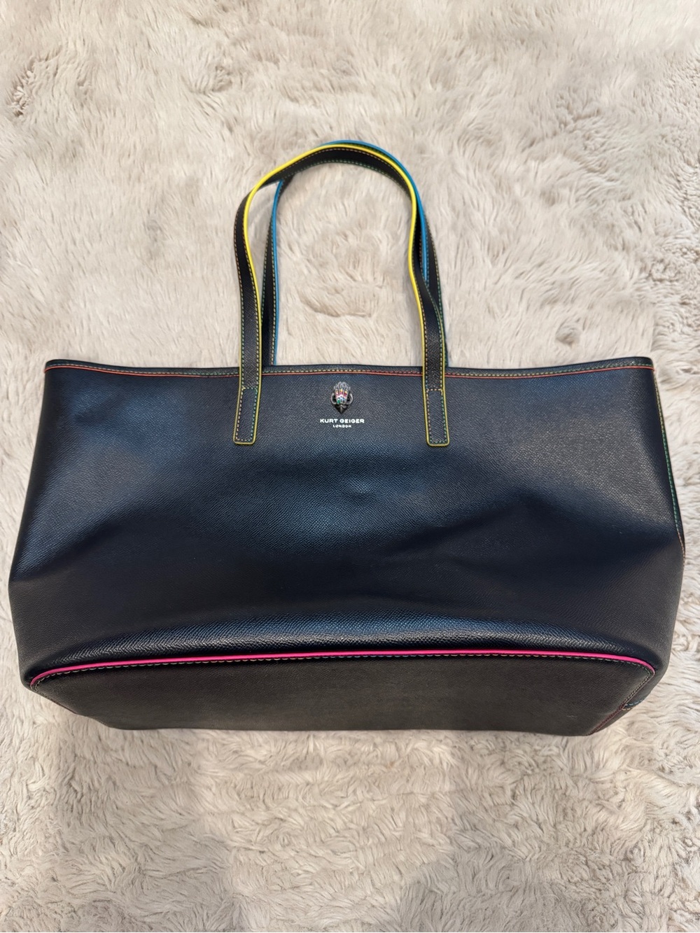 Kurt Geiger Richmond Shopper Tote, Black with Multi Color Trim